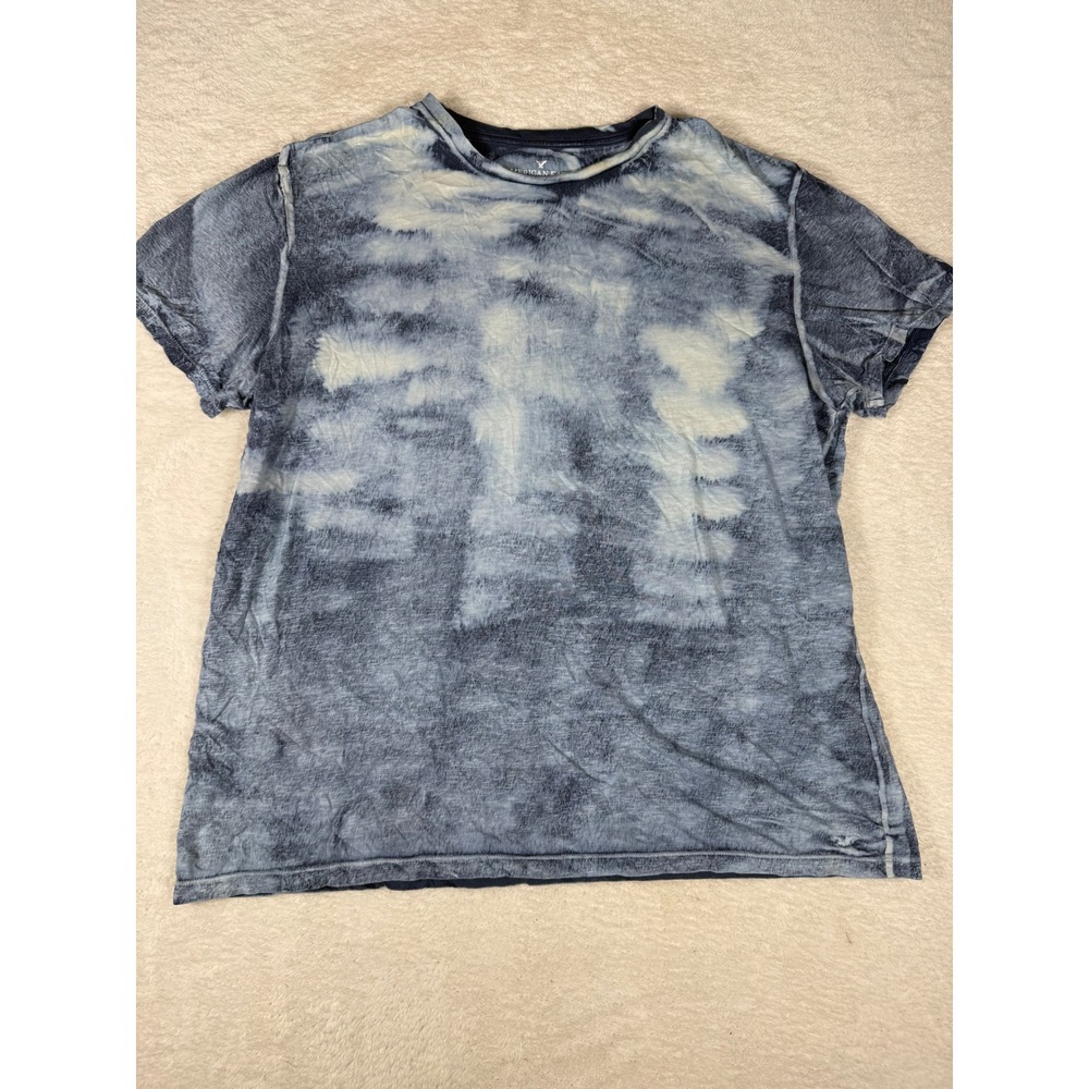 American Eagle T-Shirt Mens XXL Blue Tie Dye Acid Wash Cloud Print Tee
